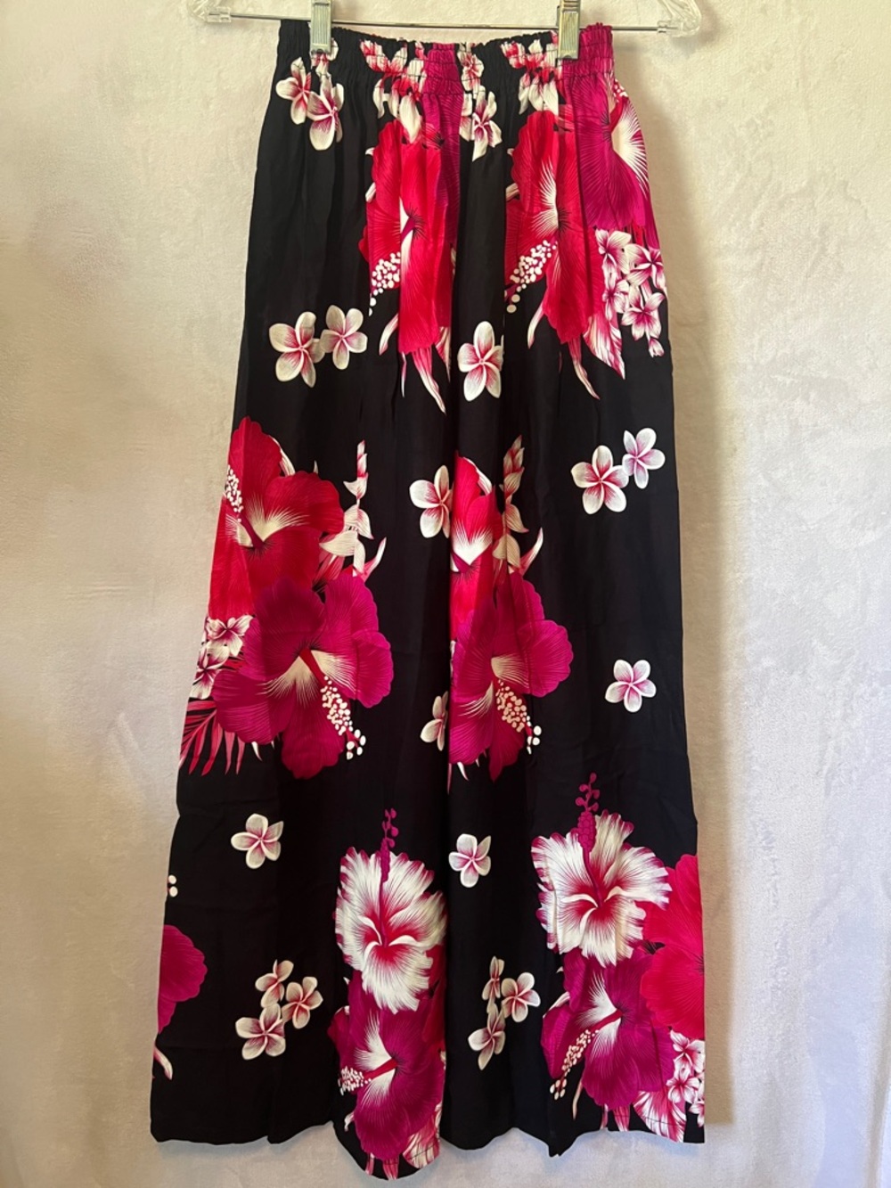 Floral High Rise Wide Leg Pants Free Size Tropical Beach Resortwear Boho Coastal